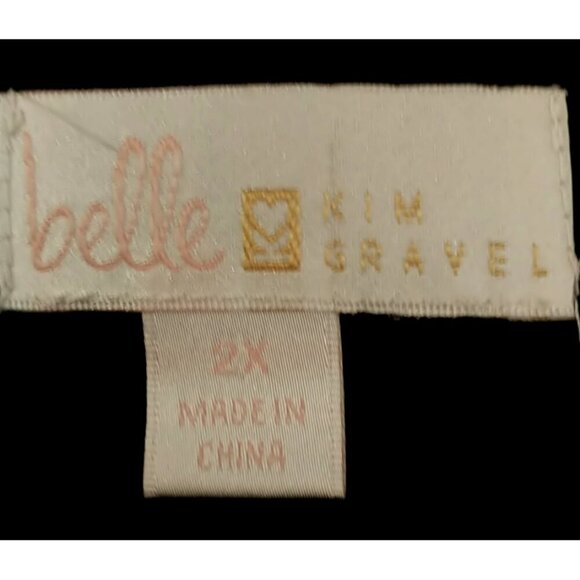 Belle by Kim Gravel Blouse Ruffle Front Flared Sleeve Black/White Lined - 2X - Picture 9 of 10